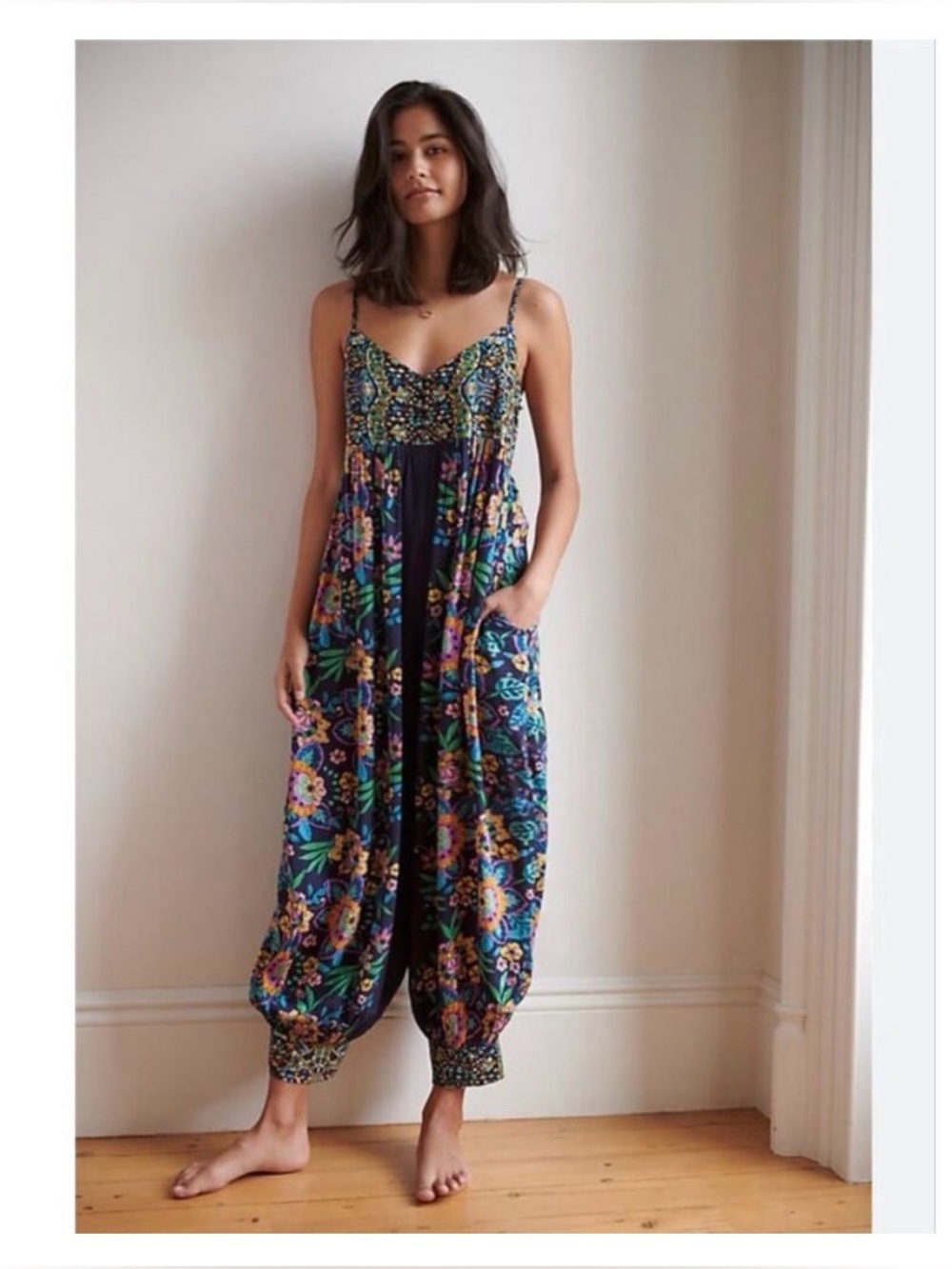 Anthropologie boho floral jumpsuit size S